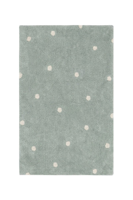 Wasbare vloerkleden - Lorena Canals wasbaar vloerkleed Mini Dot Blauw Salie - Vloerkledenloods