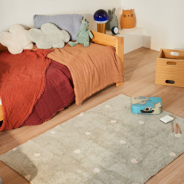Wasbare vloerkleden - Lorena Canals wasbaar vloerkleed Mini Dot Blauw Salie - Vloerkledenloods