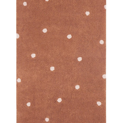 Wasbare vloerkleden - Lorena Canals wasbaar vloerkleed Mini Dot Chestnut - Vloerkledenloods