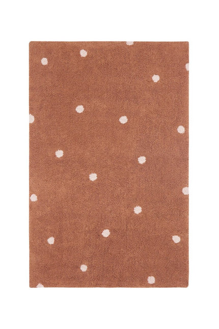 Wasbare vloerkleden - Lorena Canals wasbaar vloerkleed Mini Dot Chestnut - Vloerkledenloods