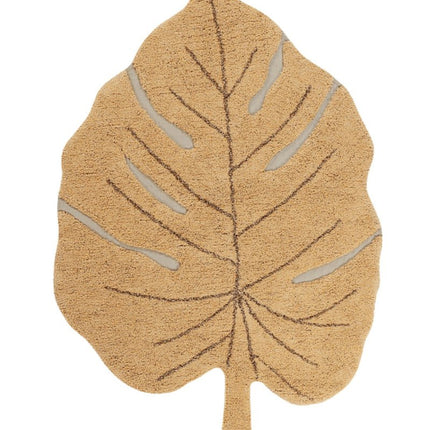 Wasbare vloerkleden - Lorena Canals wasbaar vloerkleed Monstera Honing - Vloerkledenloods