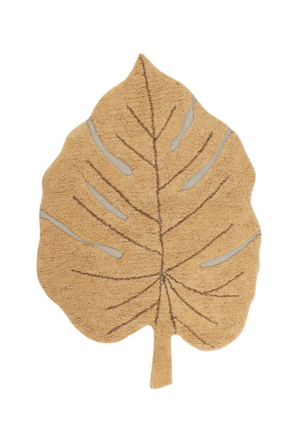 Wasbare vloerkleden - Lorena Canals wasbaar vloerkleed Monstera Honing - Vloerkledenloods