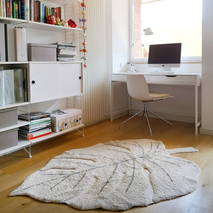 Wasbare vloerkleden - Lorena Canals wasbaar vloerkleed Monstera Naturel - Vloerkledenloods