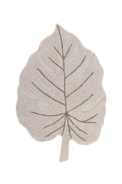 Wasbare vloerkleden - Lorena Canals wasbaar vloerkleed Monstera Naturel - Vloerkledenloods