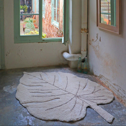 Wasbare vloerkleden - Lorena Canals wasbaar vloerkleed Monstera Naturel - Vloerkledenloods