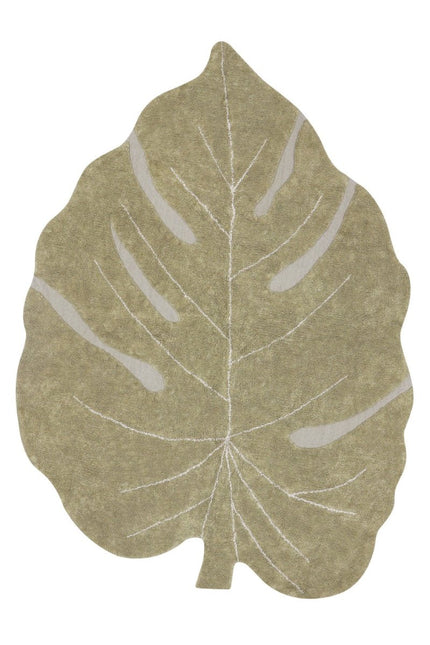 Wasbare vloerkleden - Lorena Canals wasbaar vloerkleed Monstera Olijf - Vloerkledenloods