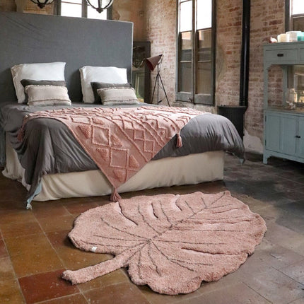 Wasbare vloerkleden - Lorena Canals wasbaar vloerkleed Monstera Vintage Nude - Vloerkledenloods