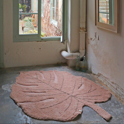 Wasbare vloerkleden - Lorena Canals wasbaar vloerkleed Monstera Vintage Nude - Vloerkledenloods