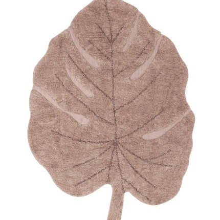 Wasbare vloerkleden - Lorena Canals wasbaar vloerkleed Monstera Vintage Nude - Vloerkledenloods