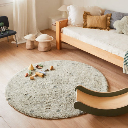 Wasbare vloerkleden - Lorena Canals wasbaar vloerkleed Round Dot Blauw Salie - Vloerkledenloods