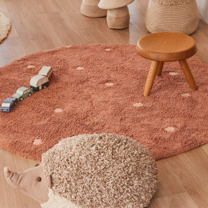 Wasbare vloerkleden - Lorena Canals wasbaar vloerkleed Round Dot Chestnut - Vloerkledenloods