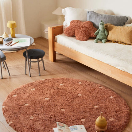 Wasbare vloerkleden - Lorena Canals wasbaar vloerkleed Round Dot Chestnut - Vloerkledenloods
