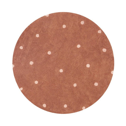 Wasbare vloerkleden - Lorena Canals wasbaar vloerkleed Round Dot Chestnut - Vloerkledenloods