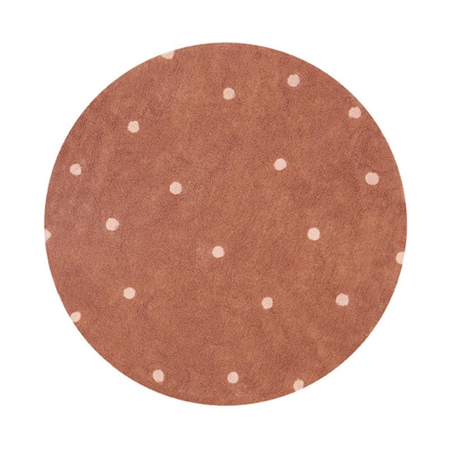 Wasbare vloerkleden - Lorena Canals wasbaar vloerkleed Round Dot Chestnut - Vloerkledenloods
