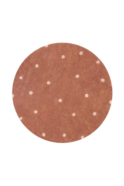 Wasbare vloerkleden - Lorena Canals wasbaar vloerkleed Round Dot Chestnut - Vloerkledenloods