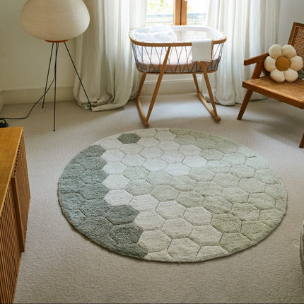 Wasbare vloerkleden - Lorena Canals wasbaar vloerkleed Round Honeycomb Blauw Salie - Vloerkledenloods