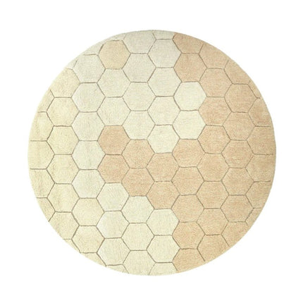 Wasbare vloerkleden - Lorena Canals wasbaar vloerkleed Round Honeycomb Golden - Vloerkledenloods