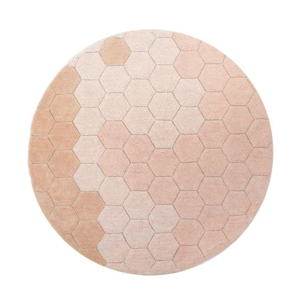 Wasbare vloerkleden - Lorena Canals wasbaar vloerkleed Round Honeycomb Roos - Vloerkledenloods
