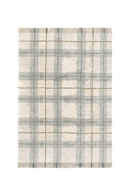 Wasbare vloerkleden - Lorena Canals wasbaar vloerkleed Tartan Blauw Salie - Vloerkledenloods