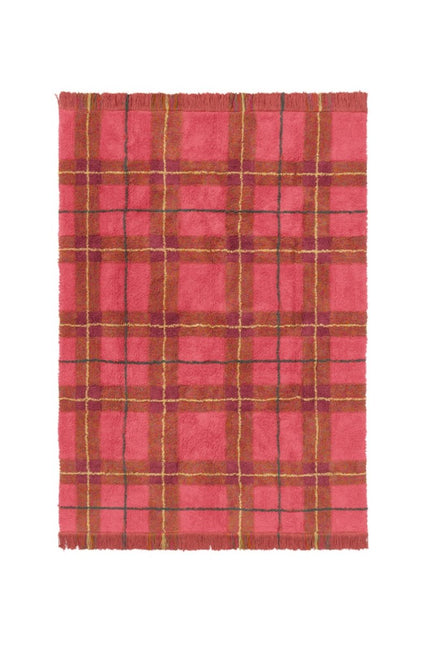 Wasbare vloerkleden - Lorena Canals wasbaar vloerkleed Tartan Vintage Rood - Vloerkledenloods