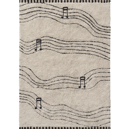 Lorena Canals wasbaar vloerkleed Musical Notes Natural Black