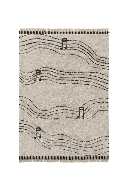 Lorena Canals wasbaar vloerkleed Musical Notes Natural Black