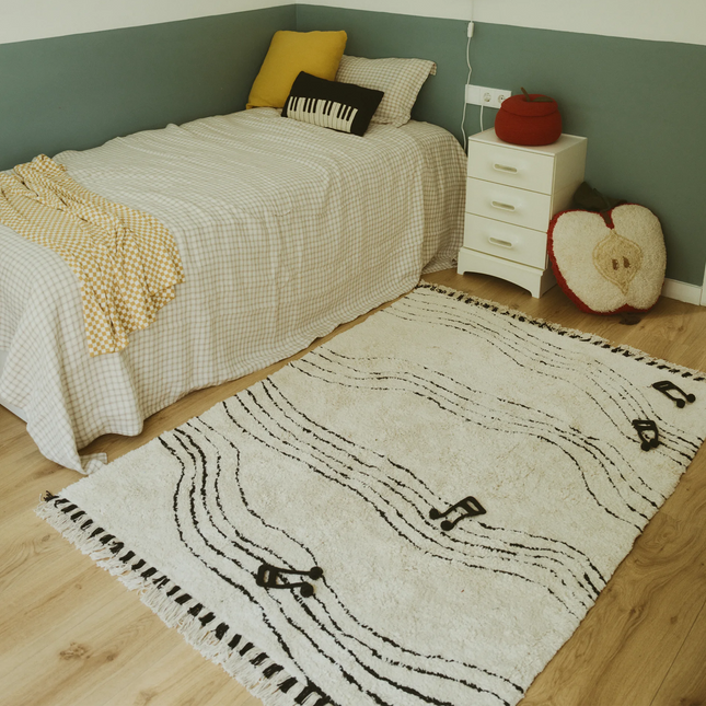 Lorena Canals wasbaar vloerkleed Musical Notes Natural Black