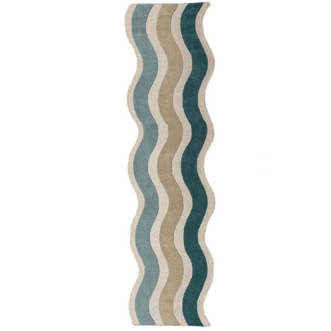 Wollen lopers - Flair Rugs wollen loper Cascade Blauw - Vloerkledenloods