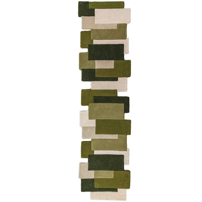 Wollen lopers - Flair Rugs wollen loper Collage Groen - Vloerkledenloods