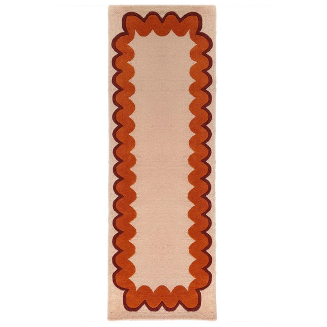 Wollen lopers - Flair Rugs wollen loper Wiggle Oranje - Vloerkledenloods
