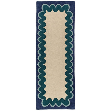 Wollen lopers - Flair Rugs wollen loper Wiggle Teal - Vloerkledenloods