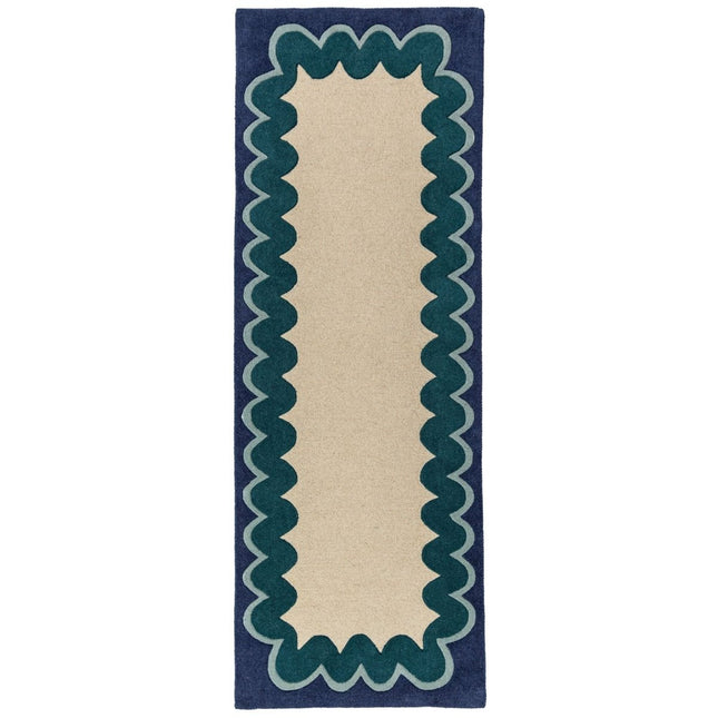 Wollen lopers - Flair Rugs wollen loper Wiggle Teal - Vloerkledenloods