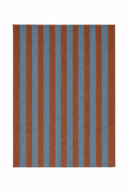 Wollen Lopers - Lorena Canals Cabana Lines wollen loper Stripes Cinnamon/Ocean Blue - Vloerkledenloods