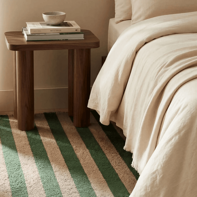 Wollen Lopers - Lorena Canals Cabana Lines wollen loper Stripes Duck Green/Roze - Vloerkledenloods