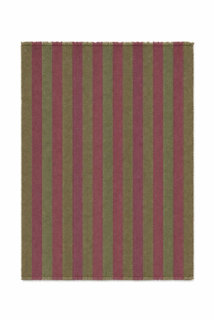 Wollen Lopers - Lorena Canals Cabana Lines wollen loper Stripes Kaki/Marsala - Vloerkledenloods
