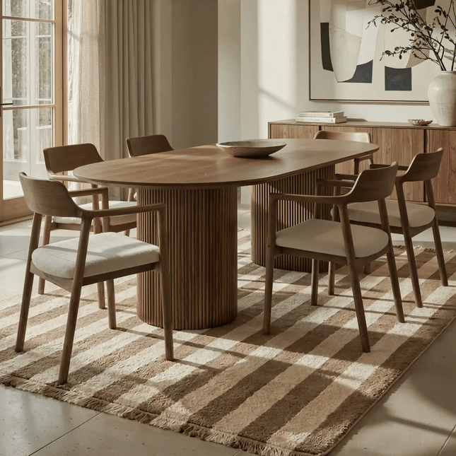 Wollen Lopers - Lorena Canals Cabana Lines wollen loper Stripes Naturel/Moonlight - Vloerkledenloods