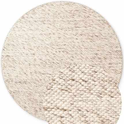 Wollen vloerkleden - Elle Decoration Lyon rond wollen vloerkleed Beans Naturel Crème/Bruin - Vloerkledenloods