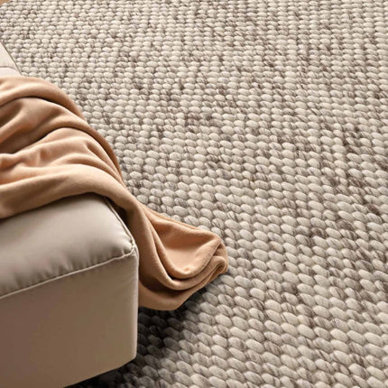 Wollen vloerkleden - Elle Decoration Lyon rond wollen vloerkleed Beans Naturel Crème/Bruin - Vloerkledenloods