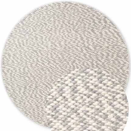 Wollen vloerkleden - Elle Decoration Lyon rond wollen vloerkleed Beans Naturel Crème/Grijs - Vloerkledenloods