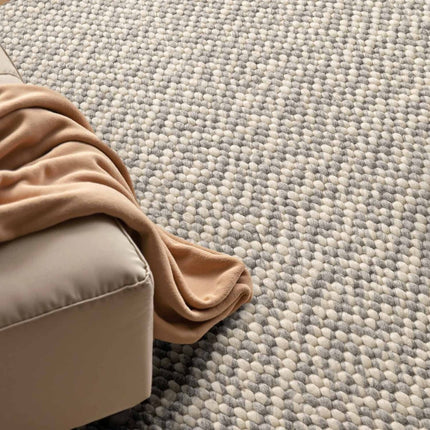 Wollen vloerkleden - Elle Decoration Lyon rond wollen vloerkleed Beans Naturel Crème/Grijs - Vloerkledenloods