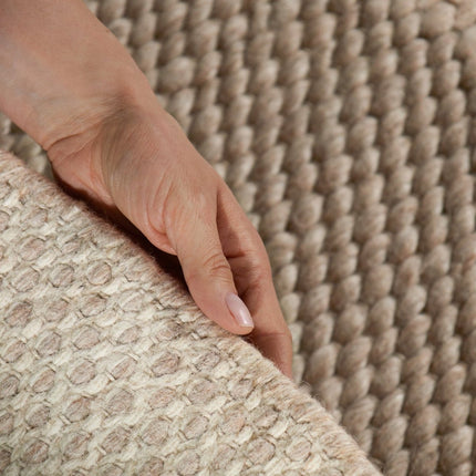 Wollen vloerkleden - Elle Decoration Lyon rond wollen vloerkleed Beans Naturel/Beige - Vloerkledenloods