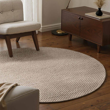 Wollen vloerkleden - Elle Decoration Lyon rond wollen vloerkleed Beans Naturel/Beige - Vloerkledenloods