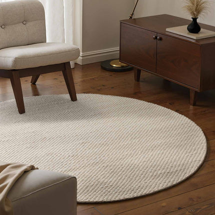 Wollen vloerkleden - Elle Decoration Lyon rond wollen vloerkleed Beans Naturel/Crème - Vloerkledenloods