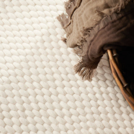 Wollen vloerkleden - Elle Decoration Lyon rond wollen vloerkleed Beans Naturel/Crème - Vloerkledenloods
