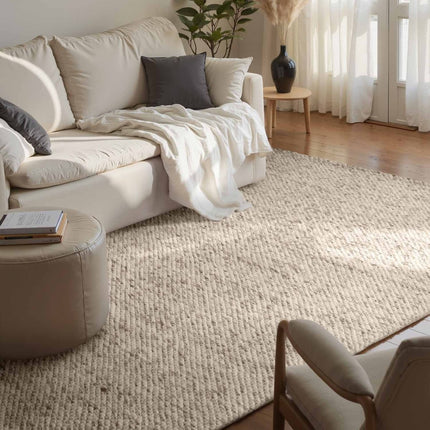 Wollen vloerkleden - Elle Decoration Lyon wollen vloerkleed Beans Naturel Crème/Bruin - Vloerkledenloods