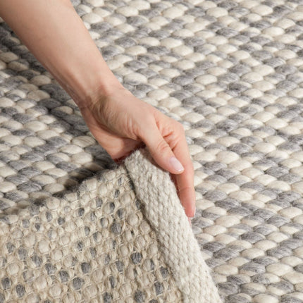 Wollen vloerkleden - Elle Decoration Lyon wollen vloerkleed Beans Naturel Crème/Grijs - Vloerkledenloods