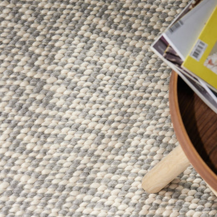 Wollen vloerkleden - Elle Decoration Lyon wollen vloerkleed Beans Naturel Crème/Grijs - Vloerkledenloods