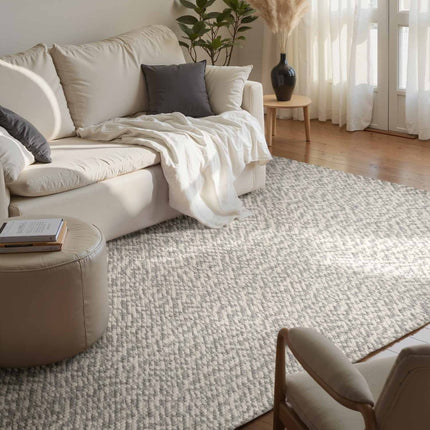 Wollen vloerkleden - Elle Decoration Lyon wollen vloerkleed Beans Naturel Crème/Grijs - Vloerkledenloods