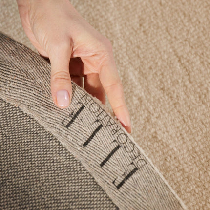 Wollen vloerkleden - Elle Decoration Puristic rond wollen vloerkleed Knots Beige - Vloerkledenloods