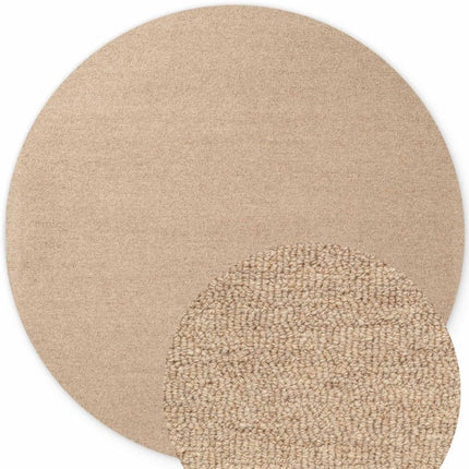 Wollen vloerkleden - Elle Decoration Puristic rond wollen vloerkleed Knots Beige - Vloerkledenloods